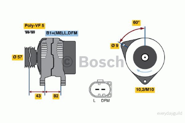 BOSCH 0 986 044 320 Alternateur 14V 120A AUDI: A4 B5 Avant, A6 C5 Berline, VOLKSWAGEN: Passat GP Berline