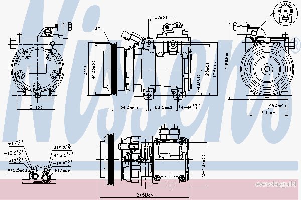 NISSENS 89082 Compresseur De Climatisation HS15 12 PAG 46 R 134a HYUNDAI: Tucson, Coupe II, KIA: Sportage II 5707286353282