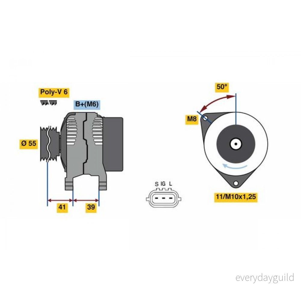 BOSCH 0 986 049 490 Alternateur 14V 80A TOYOTA: RAV4 II SUV, Corolla Verso, IX 3/5 portes