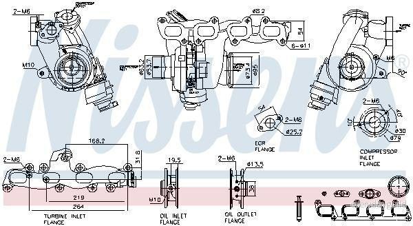 NISSENS 93515 Turbocompresseur à gaz d'échappement pneumatique avec collecteur VOLKSWAGEN: Transporter 6, Crafter Van 5707286500167