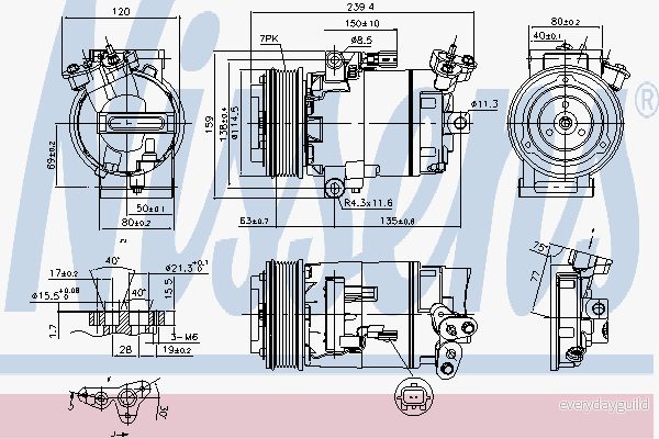 NISSENS 890015 Compresseur De Climatisation CVC5 12 PAG 46 R 134a RENAULT: MEGANE 2, GRAND SCENIC NISSAN: Qashqai / Qashqai+2 I, X Trail 5707286382671
