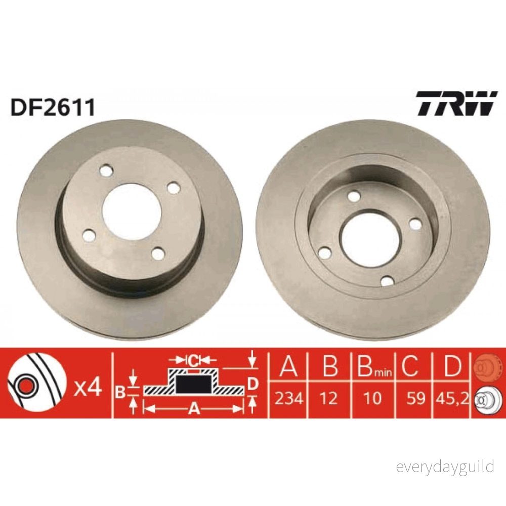 Bromsskiva TRW DF2611 3322936261100