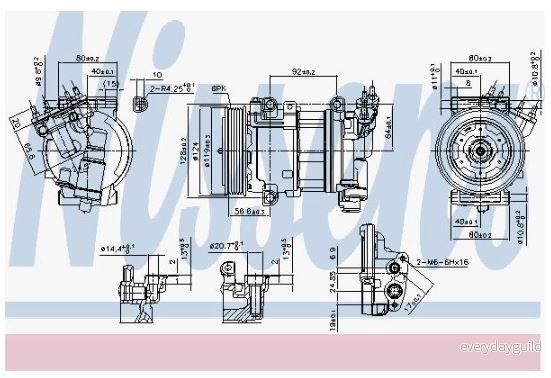 NISSENS 890051 Compresseur De Climatisation 5SEL12C 12 PAG 46 R 134a PEUGEOT: 3008 I, 5008 308 I 3/5 portes, CITROËN: DS4 5 C4 II portes 5707286382848