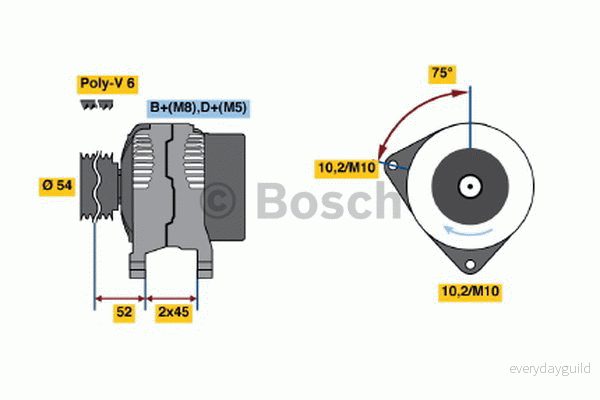 BOSCH 0 986 042 081 Alternateur 14V 80A PEUGEOT: 206 3/5 portes, 306 Partner I Van, CITROËN: Berlingo / First Van 3165143175538