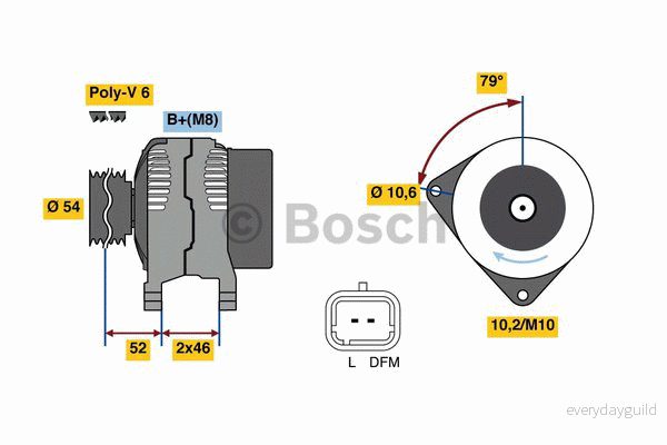 BOSCH 0 986 049 700 Alternateur 14V 90A PEUGEOT: 107 3/5 portes, 206 307 TOYOTA: Aygo, CITROËN: C1 I 4047024645943