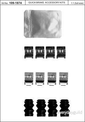 QUICK BRAKE 109 1874 Kit d'accessoires, plaquette de frein à disque TOYOTA: Auris Break, 5 portes, Corolla XII Break 5706021144291