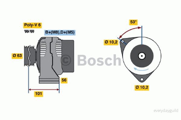BOSCH 0 986 040 220 Alternateur 14V 80A PEUGEOT: 306 3/5 portes, Partner I Van, 406 Berline, CITROËN: Berlingo / First Van 3165141242553