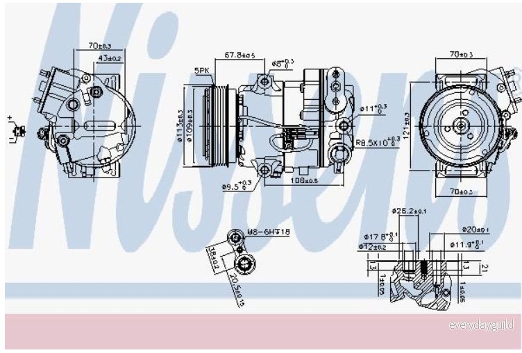 NISSENS 890266 Compresseur De Climatisation CVC6 12 PAG 46 R 134a OPEL: Astra J 5 portes, Meriva B, Insignia A Sports Tourer, CHEVROLET: Cruze Berline 5707286413016