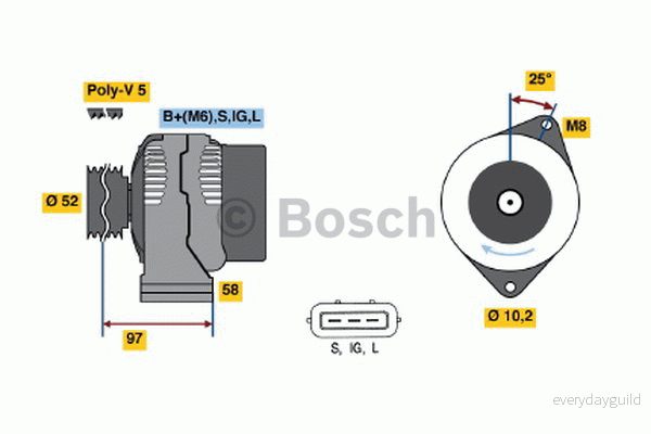 BOSCH 0 986 040 531 Alternateur 14V 70A TOYOTA: RAV4 I SUV Cabriolet, SUV, Carina E 5 portes 3165143217276