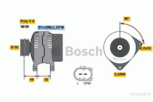 BOSCH 0 986 042 620 Alternateur 14V 70A SEAT: Ibiza 3, 4, 2, VOLKSWAGEN: Polo IV 3/5 portes, Fox Berline 3165143301111