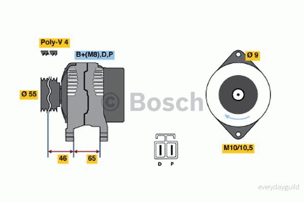 BOSCH 0 986 042 911 Alternateur 14V 80A MAZDA: MX 5 2, 626 V portes, Premacy