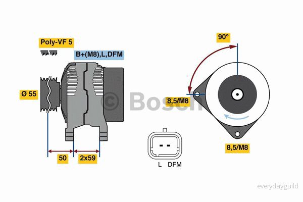 BOSCH 0 986 080 290 Alternateur 14V 150A RENAULT: CLIO 2, SCENIC MEGANE NISSAN: MICRA 3 4047024797673