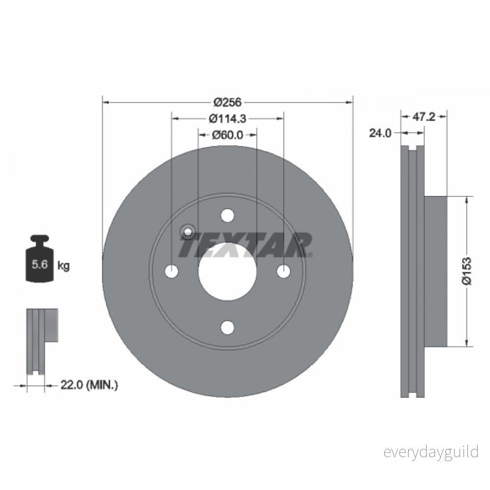 TEXTAR 92133600 Disque de frein 256 24 04/05 114,3 ventilé l'intérieur sans boulon fix roue, moyeu roue CHEVROLET: Lacetti 5 portes 4019722271984