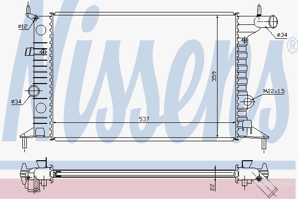 NISSENS 630681 Radiateur du moteur Aluminium 540 378 23 ailettes jointes mécaniquement OPEL: Vectra B Berline, CC, Break