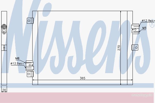 NISSENS 940190 Condenseur De Clim sans déshydrateur Aluminium 365 R 134a PORSCHE: 911 Coupe, Boxster, Cayman 5707286344280