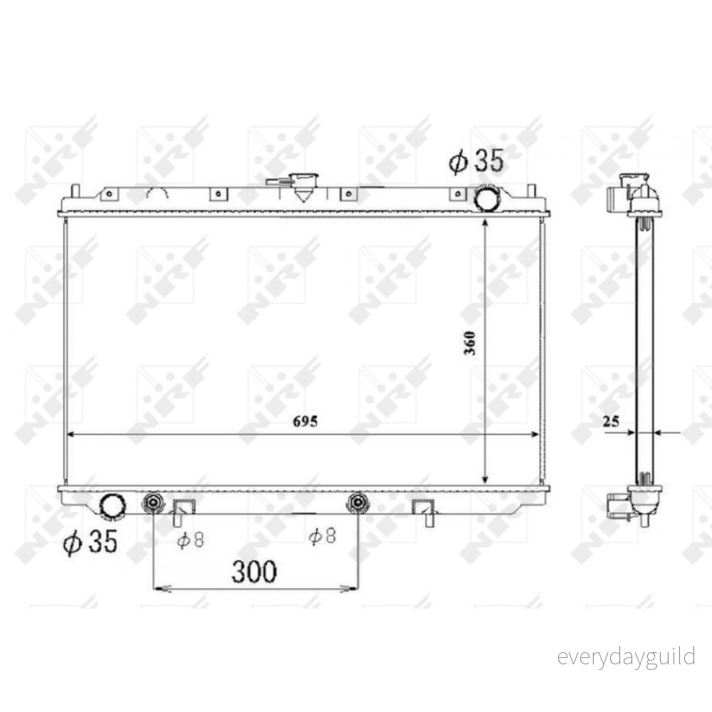 NRF 53695 radiateur du moteur Aluminium 695 360 29 avec pièces d'assemblage Grille de soudée NISSAN: Primera Berline, 5 portes 8718042068187