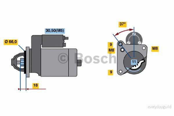 Startmotor BOSCH 0 986 021 651 4047024413764