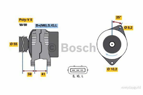 BOSCH 0 986 040 471 Alternateur 14V 70A TOYOTA: Corolla VIII Liftback, Carina E 5 portes, VII Compact 3165143217184