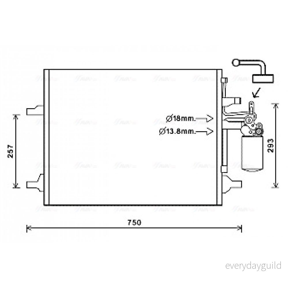 PRASCO VO5166D Condenseur De Clim avec déshydrateur 18 13 Aluminium 575 R 134a VOLVO: XC60 I, S80 II 4045385209026