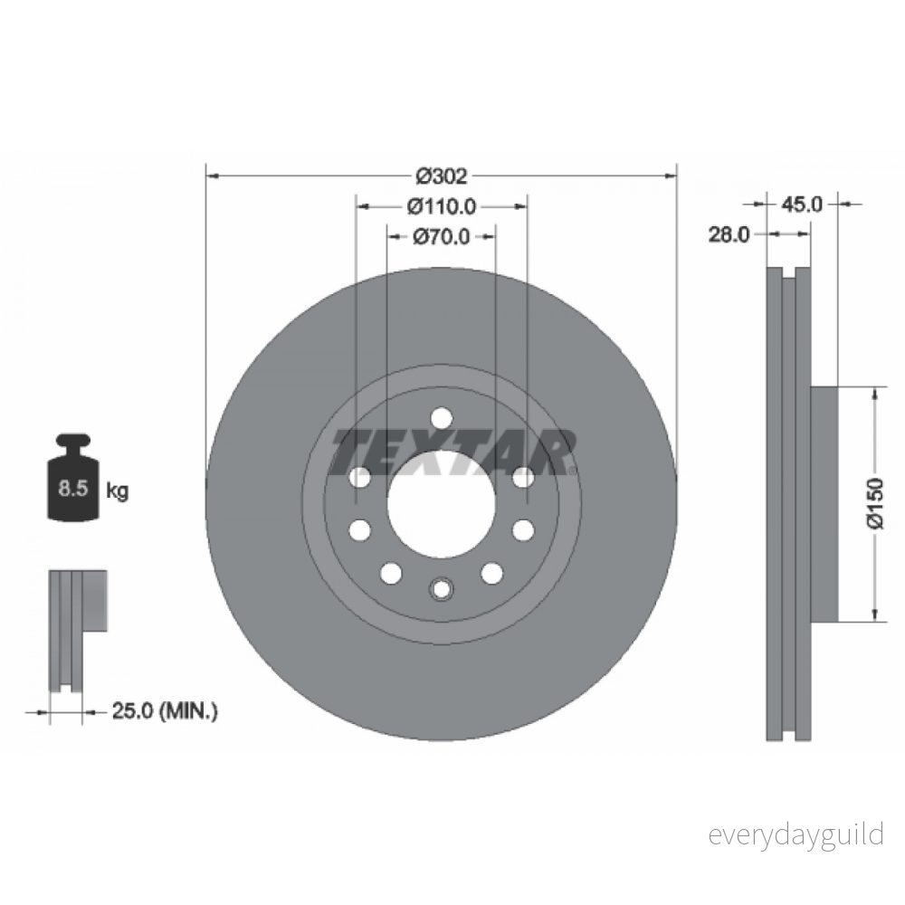 TEXTAR PRO 92118303 Disque de frein 302 28 05/08 110 ventilé l'extérieur revêtu sans boulon fix roue, moyeu roue SAAB: 9 3 Berline 4019722302510