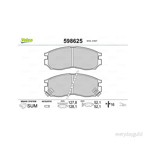 VALEO 598625 Jeu de plaquettes frein Essieu avant contact signal d'usure inclus sans tôle anti bruit MITSUBISHI: Space Wagon II, COLT 4 3276425986251
