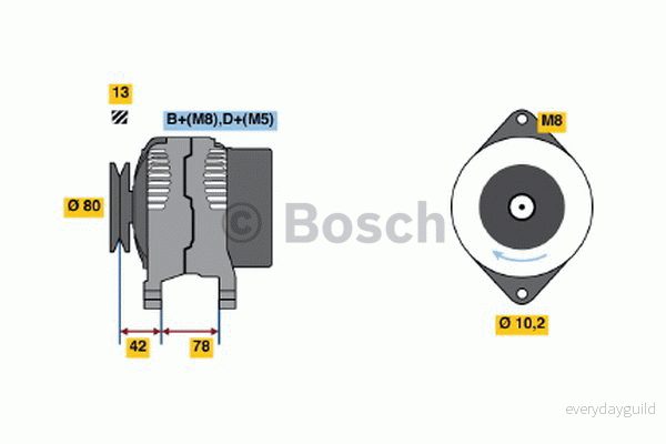 BOSCH 0 986 040 850 Alternateur 14V 70A NISSAN: TERRANO 2, FORD: Maverick SUV